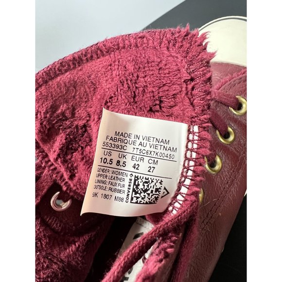 Converse Leather High Top Sneakers New no Box Maroon and Gold US 10.5 Women’s - Picture 4 of 6